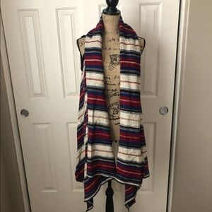 Sam Edelman Red, White, and Blue Patriotic Sleeveless Cardigan Size Small